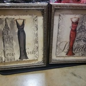 New York and London Fashion Art 10x10 framed  (Set of 2)
